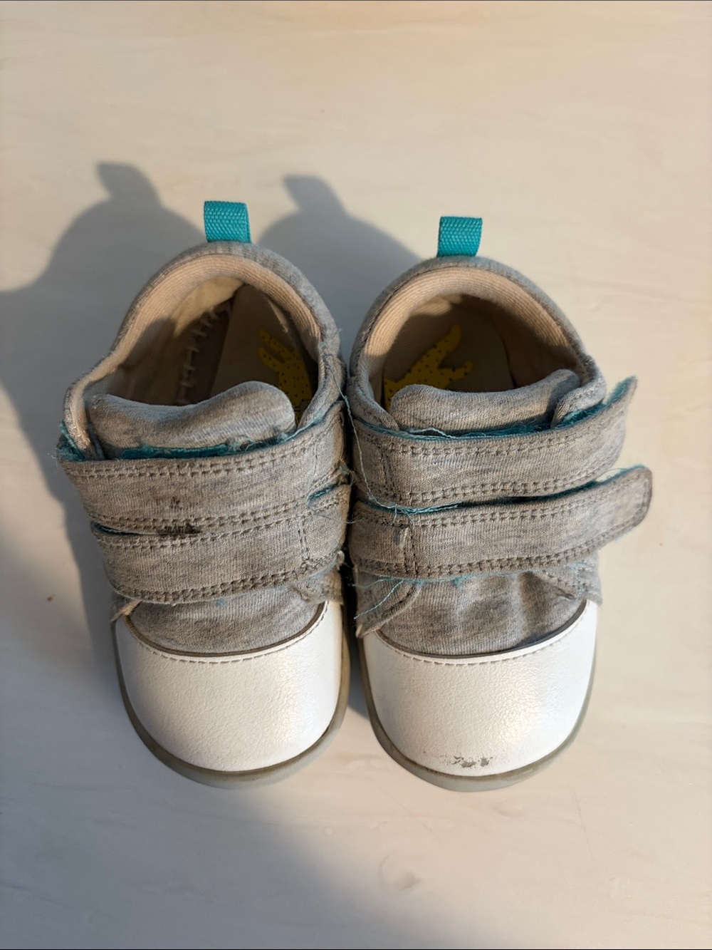 Toddler Hook-and-Loop Walkers in Light Gray and White